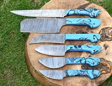 CUSTOM HAND MADE FORGED DAMASCUS STEEL CHEF KNIFE SET / KITCHEN KNIVES  1702