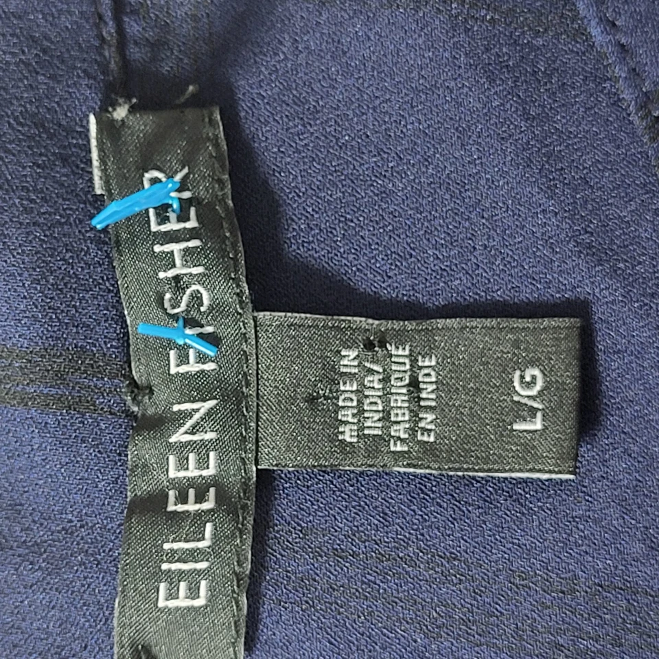 Vestido Camisa Eileen Fisher L Ventana Seda Georgette Crepé Azul Mandarina Foto 3 de 4