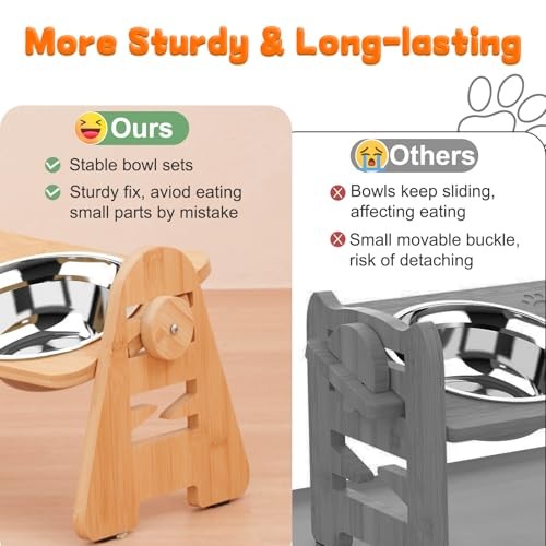 Elevated Dog Bowls Stand with 6 Heights Options Adjustable Raised Dog Bowl - 第 7/7 張圖片