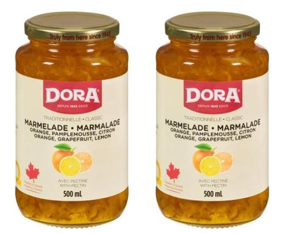 Dora 3 Fruit Marmalade with Pectin (Orange, Lemon, Grapefruit), 500mL (2 Pack)