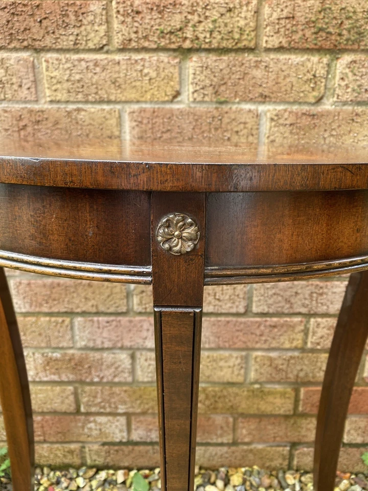 Bevan Funnell Reprodux Three Legged Yew Half Circular Lamp/Console Table - Image 4 of 4
