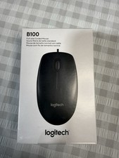 Lot Of 10- Logitech B100 Optical Full-Size Corded USB Mouse, Black, New