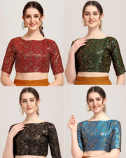 Indian Pakistani Designer Choli Women's Party Wear Ready Made Jacquard Blouse