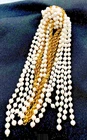 Rare Vtg. MIRIAM HASKELL Brooch White Milk Glass, Gold Tone Chains  7 Inches