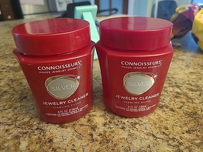 2 Connoisseurs Silver Jewelry Cleaner Liquid  Deep Clean Shine, 8 oz Red Bottle