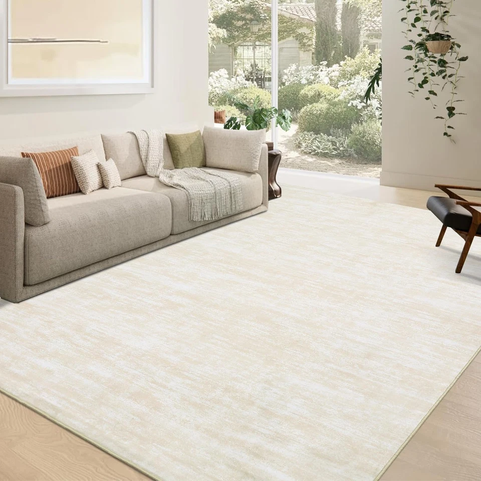 Living Room Area Rug 10x13 Modern Solid Color Large Bedroom Rug with Rubber B... - Image 2 of 4