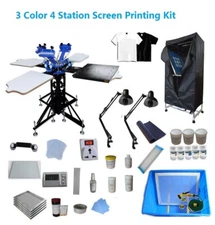 Floor Type 3 Color 4 Station Screen Printing Kit Designed for New Hand US Stock!