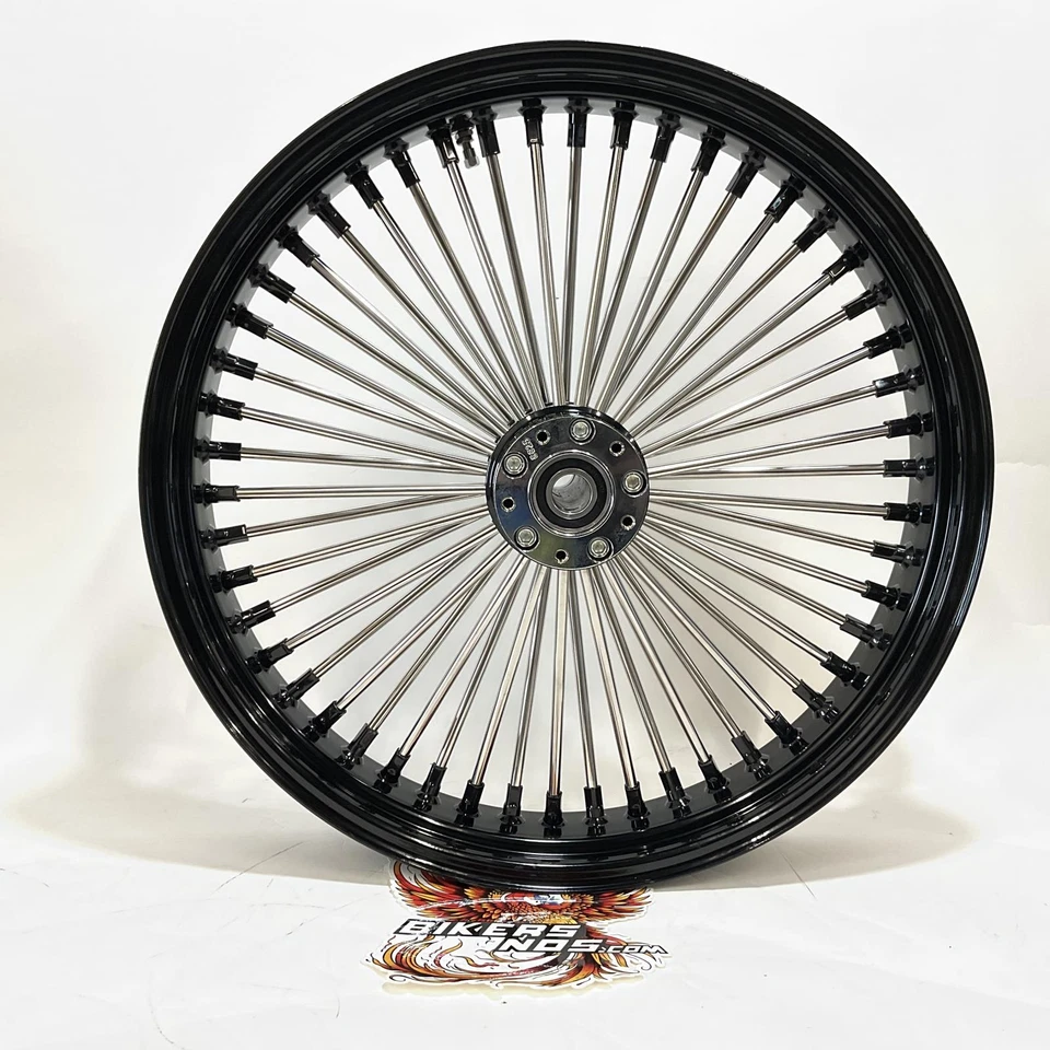 Rueda delantera Ride Wright Fat 50 radios negra/cromo 21x3,5 Harley ABS 04235-8625 Foto 2 de 4