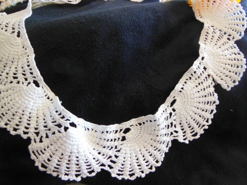 Dentelle ancienne pourtour napperon crochet blanc T2-34 - Bild 2 von 5