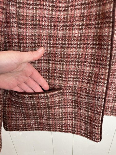 Vintage Size M 10-12 Brown Pink Tweed Check Wool Jacket Blazer Eastex - Bild 9 von 12