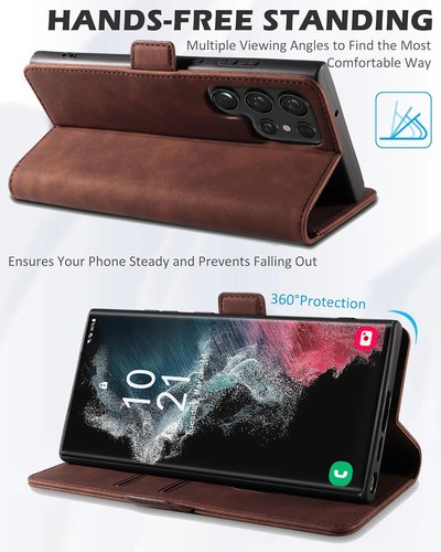 Funda protectora de pantalla de privacidad para Samsung Galaxy S22+ S22 Ultra de cuero - Imagen 46 de 46