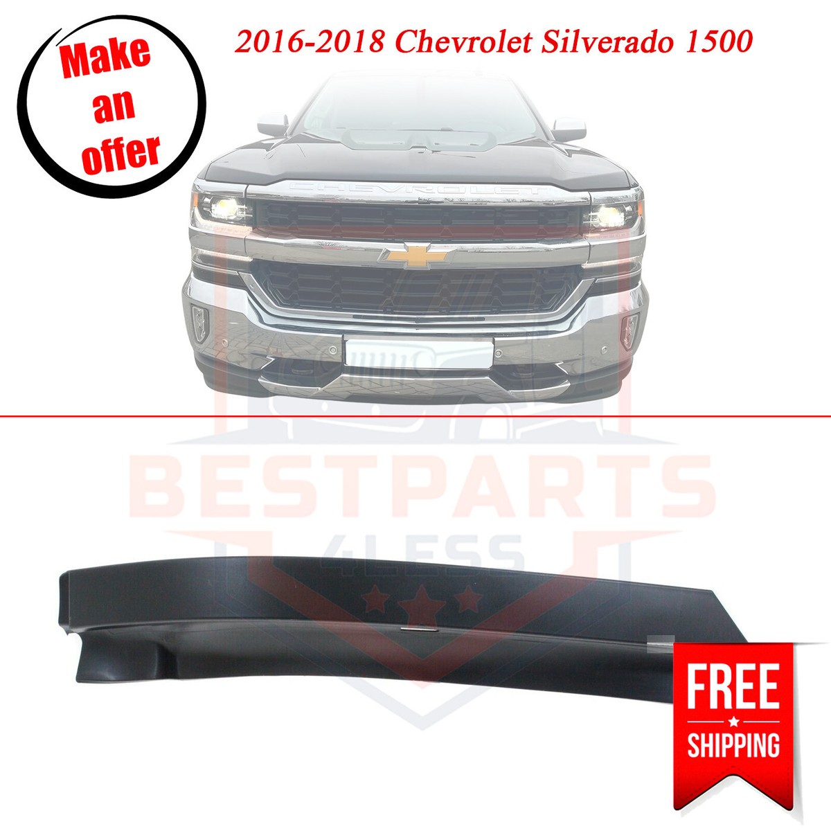 Front Bumper Filler Panel – 2016-2018 Chevy Silverado 1500 – Left & Right – Primed