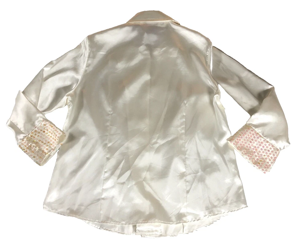 Blusa para mujer Suzanne Somers talla XL marfil lentejuelas abotonadas manga 3/4 nueva sin etiquetas Foto 4 de 4