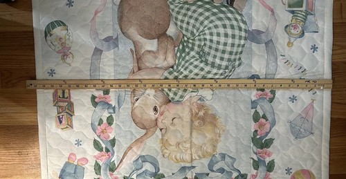 Vtg 35”X 45" Baby Quilt Blanket (2 sided) Satin edges-Baby & Bunny & Old Toys - Picture 11 of 21