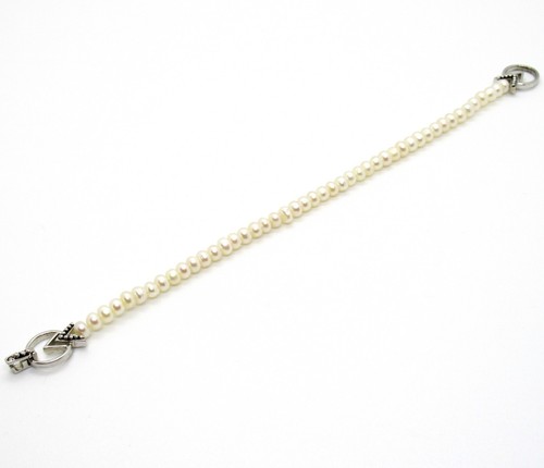 Perlen-Armband mit Verschluss aus 925 Sterling Silver Pearl Bracelet Vintage - Bild 6 von 7