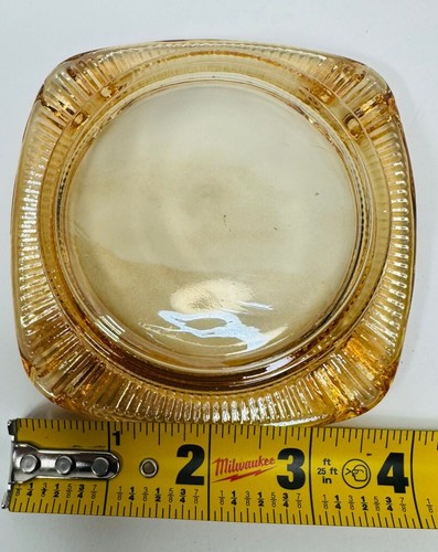 Jeannette Ringelblume KARNEVAL Depression irisierend Glas quadratisch ASCHENBECHER Vintage - Bild 4 von 4