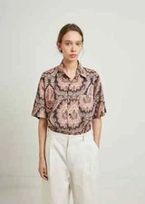Isabell Marant Iggy Print Button Up Shirt Retro Print Womens Size S