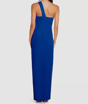 aidan mattox one shoulder crepe dress Aidan Mattox One-Shoulder Crepe Midi-Dress