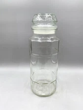 VTG Mr Peanut Planters Clear Glass Canister Jar w/Lid 10” 10 panels Bottom Logo