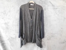 LOGO Lori Goldstein Tunic Womens 3X Gray Zip Up Cardigan Asymmetrical Lagenlook