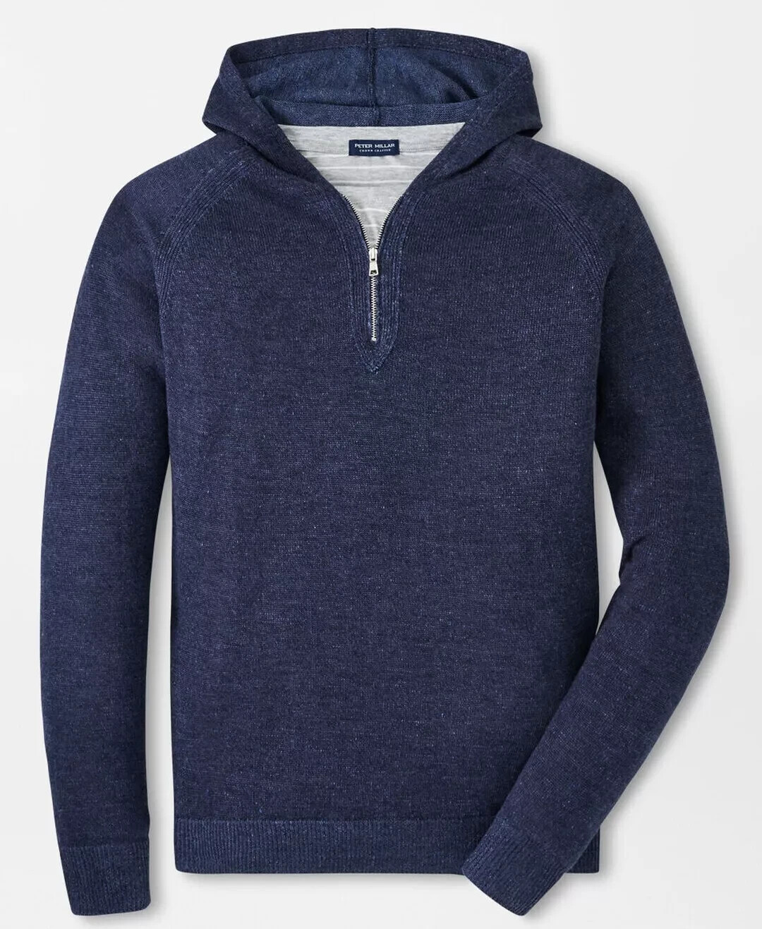 Толстовка с капюшоном Holden Quarter Zip сшитая ПИТЕРОМ МИЛЛАРОМ из льна и шерсти темно-синего цвета XL 395 долларов США 40490₽