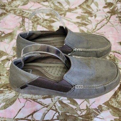 Crocs Santa Cruz Gray/Khaki Loafer Slip Ons Mens Size 10