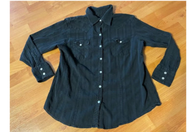 Women's Bailey's Point snap-up shirt size 14/16 solid black long sleeves