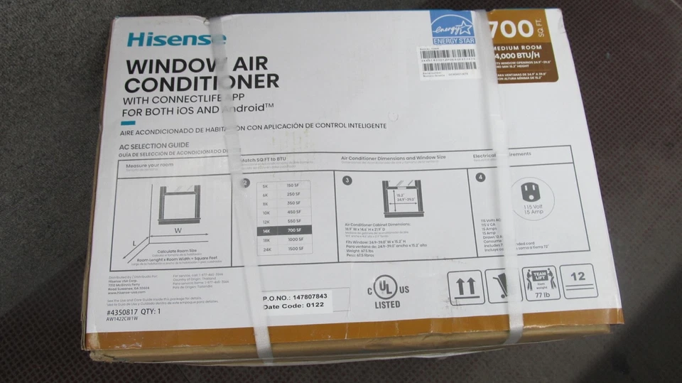 Aire acondicionado ventana HISESE AW1422CW1W con aplicación para iOS y Android 700SQ Foto 3 de 4