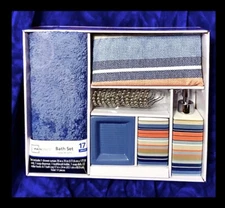 17-PC Bathroom Set:Shower Curtain,Rug,Soap Dispenser,s’dish,T-brush Holder,Hooks