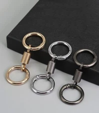 EDC Spring Double Ring Keychain Pendant w/ Belt Hanging Portable Metal keychain
