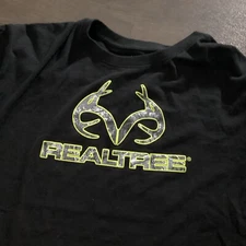 RealTree Mens Black Green Camo Logo Graphic T-Shirt XL