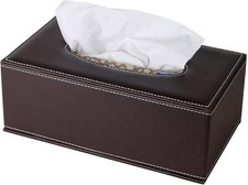 PU Leather Tissue Box Cover Case Holder for 3.1" Tall Tissue Boxes Brown