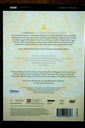 L'Orfeo - Claudio Monteverdi - DVD, As New - Picture 2 of 2