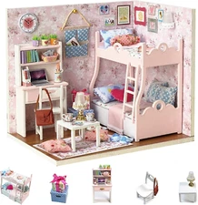 Dollhouse Miniature DIY House Kit Creative Room with Furniture and Cover for Rom