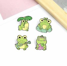 Funny Cute Frog Enamel Lapel Pin Cool Cartoon Animal Brooches Backpack Badge
