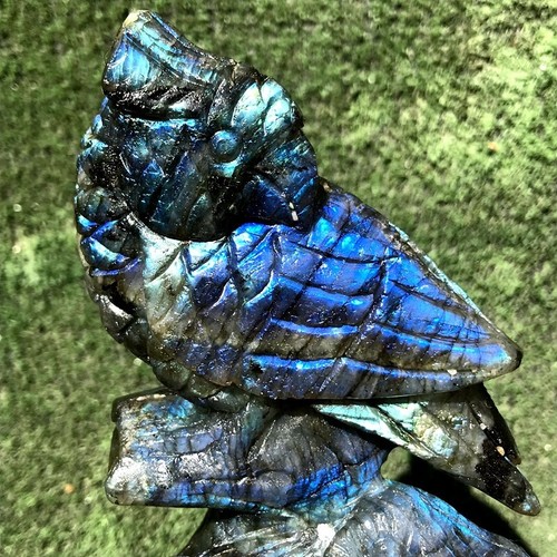 770G Natural Labradorite Quartz Crystal Hand carved eagle Specimen Healing - Picture 3 of 18