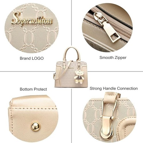 Women's Fashion Handbags Tote Shoulder Bags Top Handle Satchel Purse Set 4pcs - Picture 4 of 17
