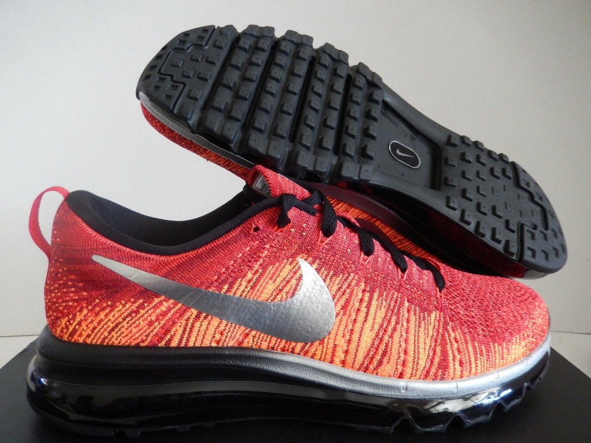 NIKE FLYKNIT MAX ID RED-ORANGE-SILVER SZ 9.5 [845615-996] | eBay