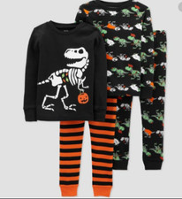Carter's 4 Piece Glow in the Dark Dinosaur T-Rex Halloween Pajama Set 18 M