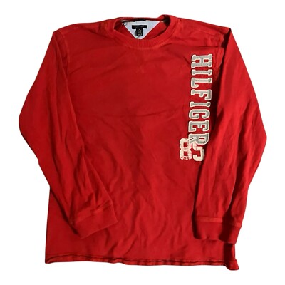 Tommy Hilfiger Pullover XL TG 20 Rot Jungen Sweatshirt Vietnam Baumwolle Y2K