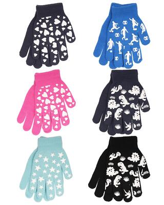 Kinder Glow in the Dark Griff Handschuhe Jungen Mädchen Magic Stretch Gripper Handschuh (3er-Pack)
