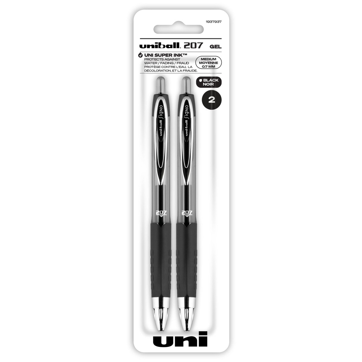 Uni-ball 207 Gelstifte – Micro Point, Schwarz, 6 Stück, Retractable (ausziehbar)