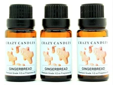 3 Gingerbread 1/2oz Premium Grade Scented Fragrance Oil Crazy Candles