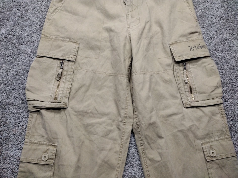Vintage Arizona CARGO PANTS ZIPPER POCKETS BEIGE Cargo Mens 30x30 Y2K - Image 3 of 4
