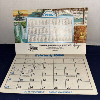 1980 HWI Advertising CALENDAR OF HOME REPAIR-VINTAGE- Written On- No January