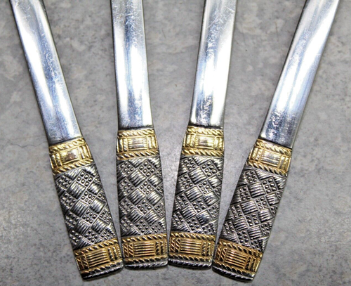 set of 4 buy up to 8 Place Oval Soup Spoons Wallace GOLDEN CORSICA Stainless - Picture 2 of 7