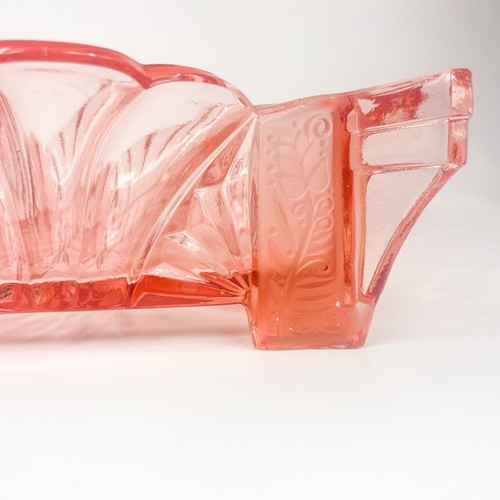 Brockwitz Germany Art Deco Pink Glass Fruit Bowl with 4 Handles 9091 - Picture 7 of 9
