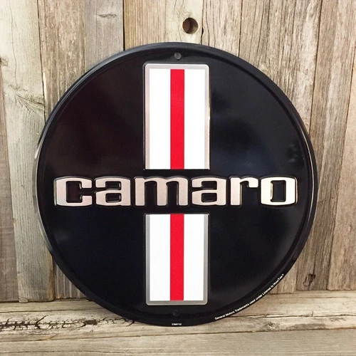 Chevrolet Chevy Camaro Logo Embossed Metal Tin Sign Round 12" Vintage Garage New