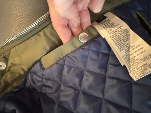 Diesel Men’s Bomber Jacket Size 2X Olive Green Nylon/Wool Sleeves 2 Way Zipper - Picture 9 of 13