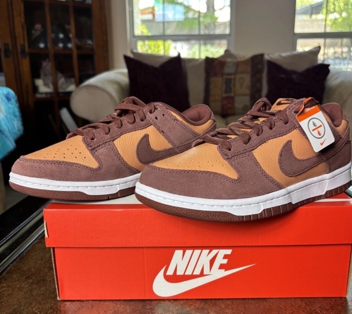 PONY Nike Dunk Low Retro Ambra Marrone Scamosciato Scarpa Stile di Vita Atletica Sneaker Uomo Taglie